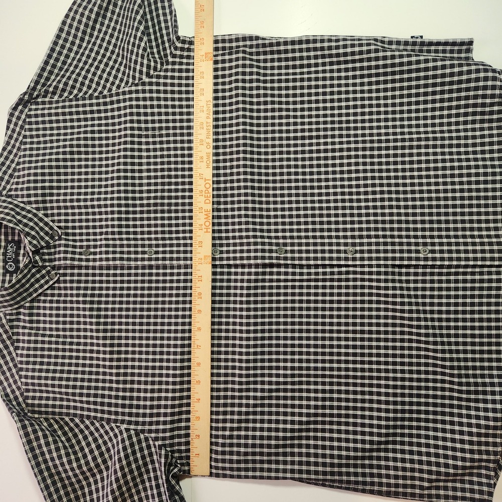 Chaps XL Men's Plaid Long‎ Sleeve Button Down Shirt Black White Cotton